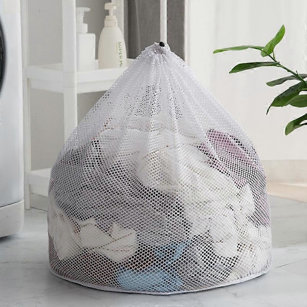 Vita Tvättnätspåsar, 60*80cm Solid Dragskopåse Kraftig
