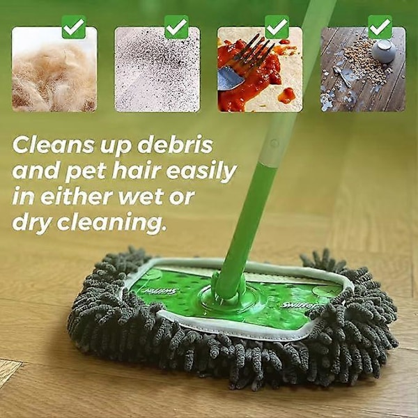 3-pakning Gjenbrukbar Moppepute for Swiffer Sweeper, Oppgradert Våt Tørr Moppeklut Vaskbare Sweeper Refill Støvmopptrekk