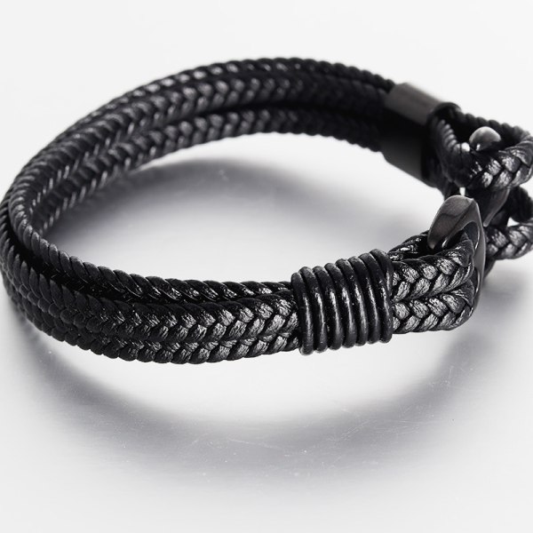 Ankararmband för män i högkvalitativt flätad äkta läder