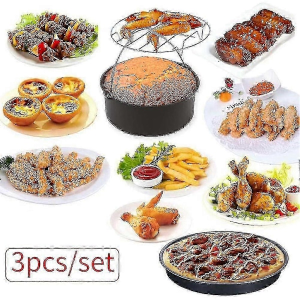 Kageforme, Pizzapande, 3 stk./sæt Stål Rund Ovn Slow Cooker Tilbehør Bage Kage Tønde Køkken