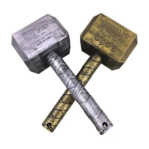 /#/En sølvfarget Thor hammer flaskeåpner med magnet, ølflaskeåpner/#/