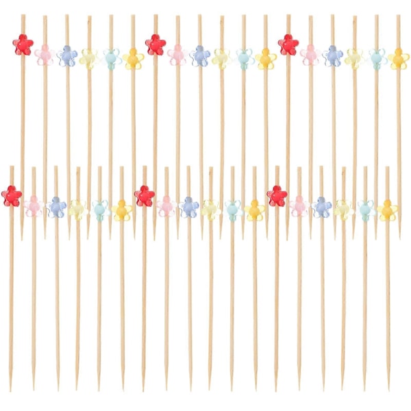 100 stk Cocktailpinner Blomst Bambus Cupcakepinner Frukt Sandwich Tannpirker Dekorasjoner