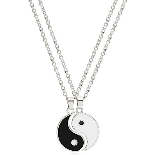 Halskjede i rustfritt stål for kvinner menn Yin Yang Puzzle Matchende Anheng Kjedeledd Par Halskjeder Mote Smykker Gave Sølv