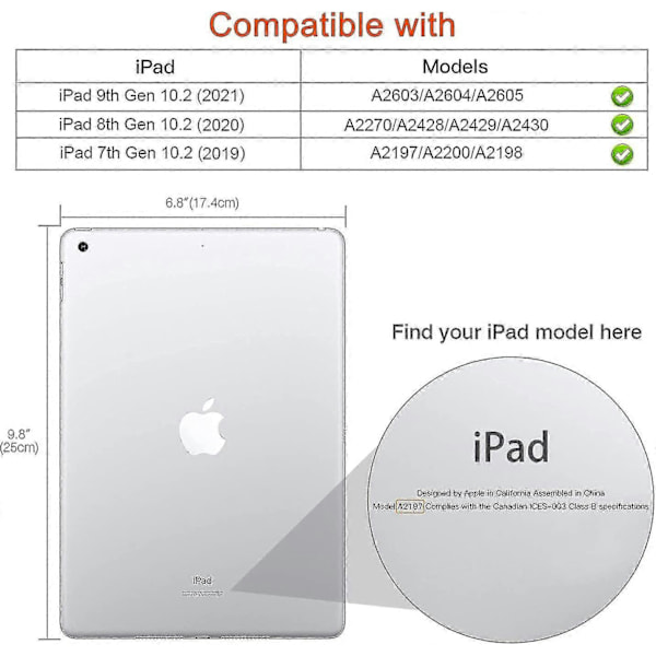 Elefant Roterende Veske for iPad 9. Gen 2021/iPad 8. Gen 2020/iPad 7. Gen 2019 - 360 Graders Rotasjon