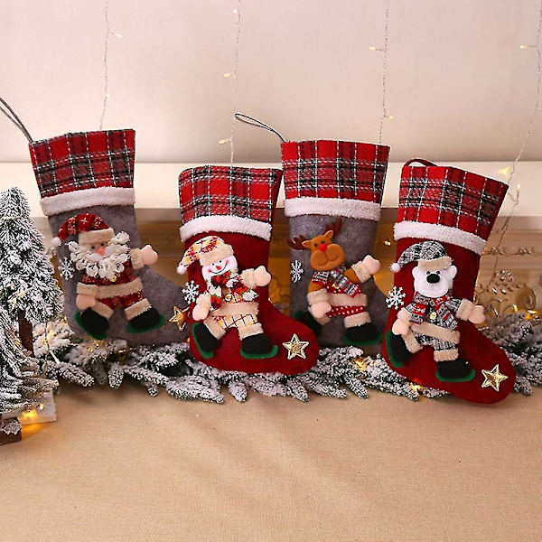 Julstrumpa Set 4 st Jul Kreativ Docka Jultomte Stövlar Presentpåse Julgranshänge Juldekoration För Julfest Dekorera