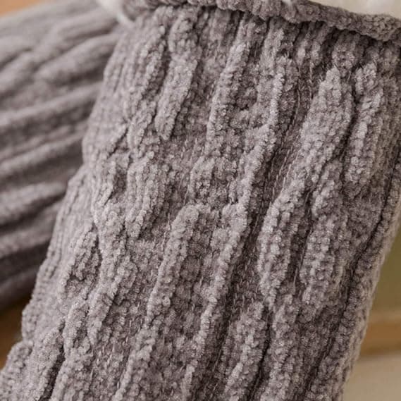 #Damstrumpor för vinter - Grå tjocka flanellarktiska strumpor till mitten av vaden#
