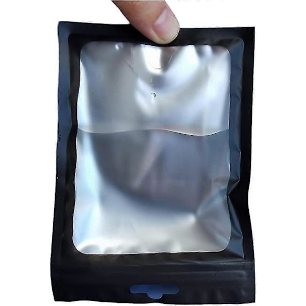 100 Stykker Folie Ziplock-poser (svart, 10,5x15cm) Gjenlukkbare Mylar Matlagringsposer Med Klart Vindu