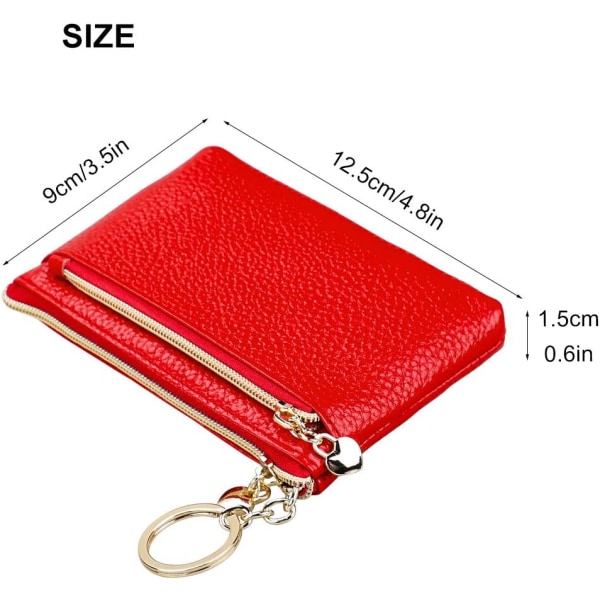 Röd läderplånbok med RFID-skydd Miniplånbok hjärtformad