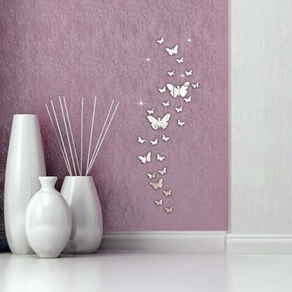 Butterfly Mirror Wall Sticke, 30st Akryl 3D Wall Art Sticke