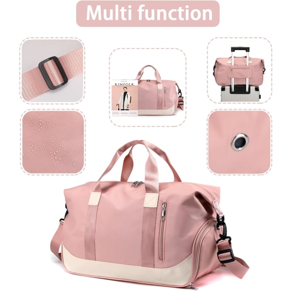 #Dufflebag for menn og kvinner - rosa - med sko-rom og w#