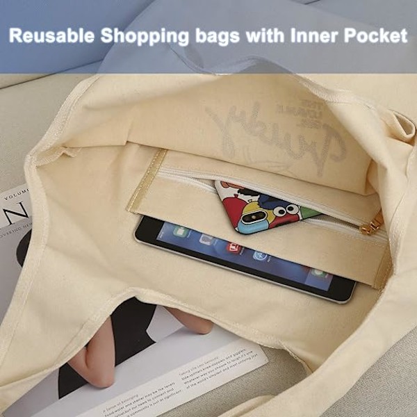 /#/Jordbær Print Lærred Tote Taske (38 x 31cm), Tote Taske til Kvinder/#/