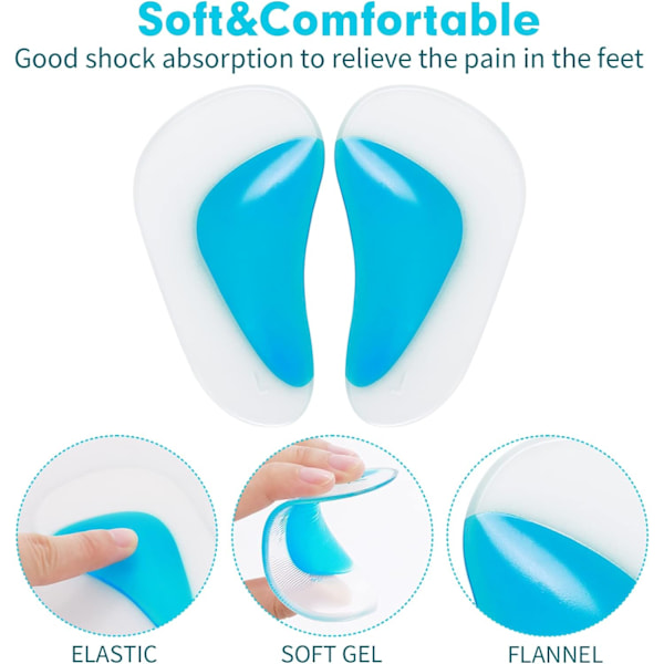 3 Par Gel Ortopediska Fotvalvsstöd Gel Innersulor Ortopedisk Silic