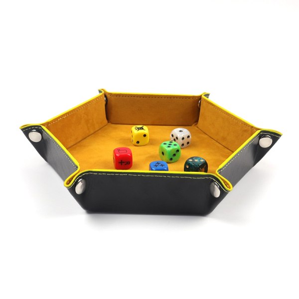 #Stykker 5 Farver PU Læder Terningbakke Foldbar Holder Rulende Bakke til Terningspil Som RPG DND og Andre Brætspil#