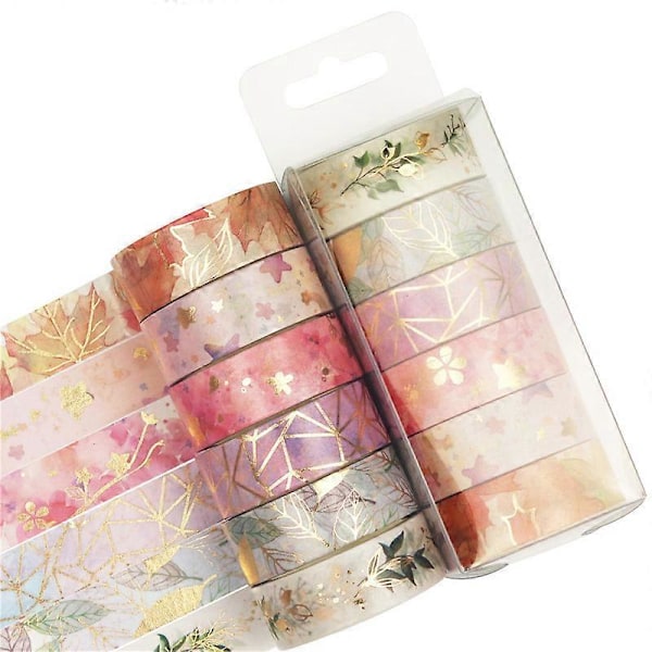 6 Rullar Washi Tejp Set, Scrapbook Tryck Dekorativ Maskeringstejp För Presentförpackning Högtid