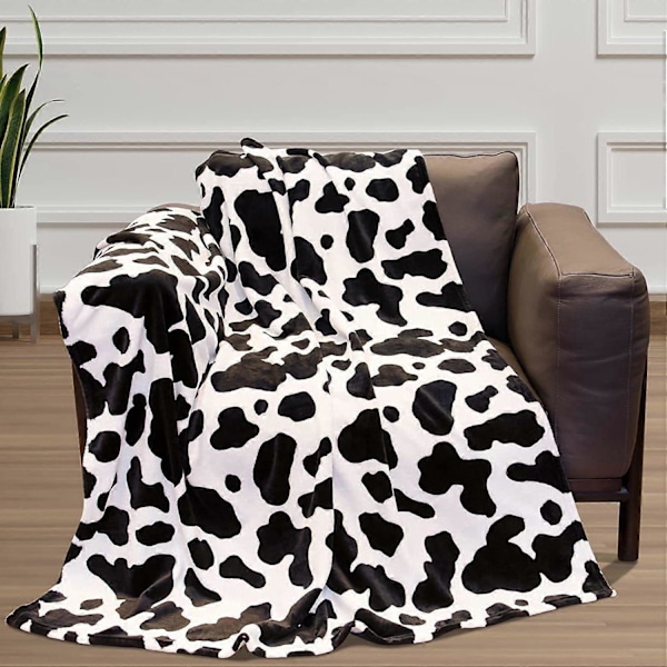 Koplete med kumønster, myk fleece, barnekast med kumønster for sofa, 100*150 cm