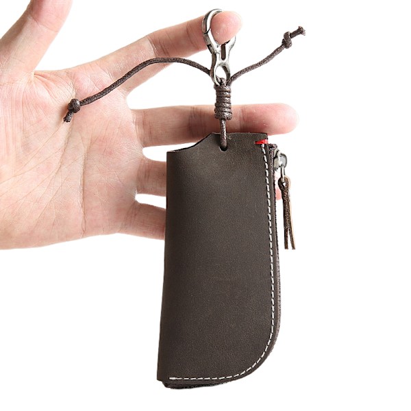 #Ko-läder myntplånbok nyckelväska 2-i-1, bilnyckelväska, 12x6cm#