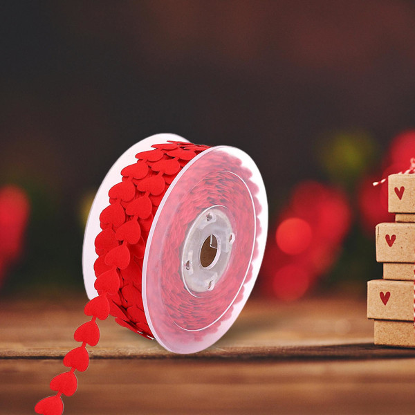 Farfi 1 rulle Förpackningsband Dekorativt rivbeständig polyesterspets Hjärtformad design omslagsband Bröllopstillbehör Röd