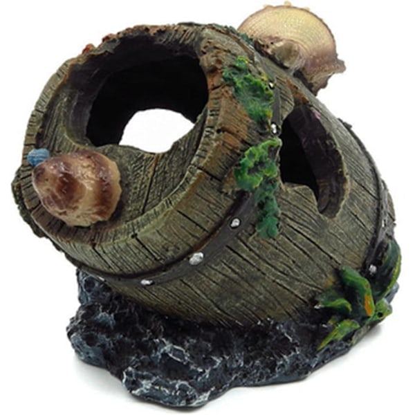 Akvarium Ornament Utsikt av Steinete Hule med Grønt Gress for å Gjemme Re