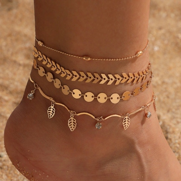 1 stykke sett (11#) Anklet Silver Bead Anklet Armbånd Beads Chain