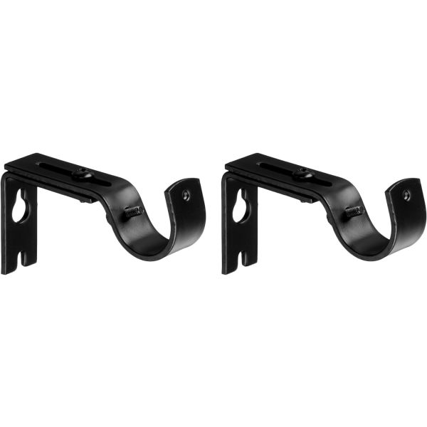 #2 Piece Universal Bracket for Curtain Rods - Black, Adjustable Wa#