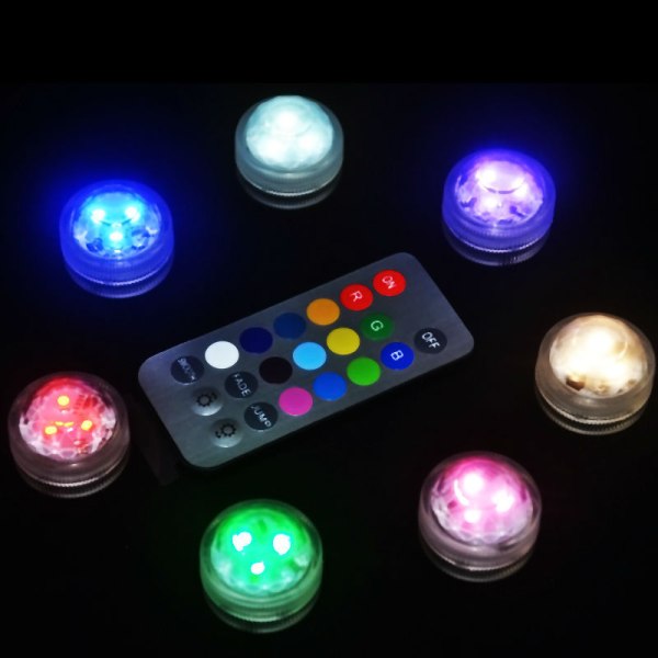 10 stk Mini Neddykbare LED-lys, Undervannslampe Vanntett R