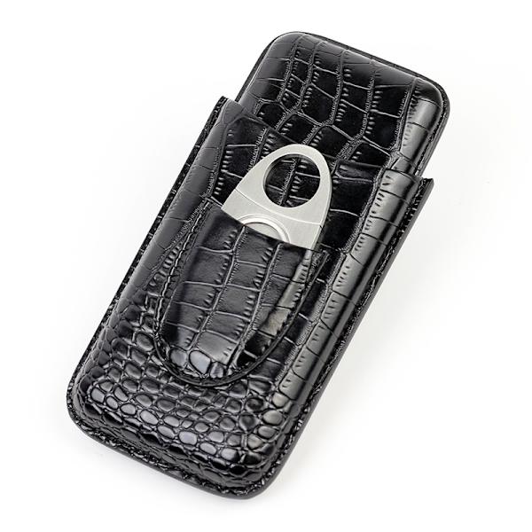 /#/3 Rør Cigar Etui Krokodille Mønster Læder Cigar Humidor Humidor Cigar Box/#/