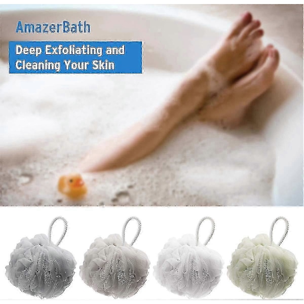 Duschbadsvamp 60g Loofahs Åtdragna Knutar Luffabollar Rika Lödder Mesh Loofah Kroppsskrubb För Kvinnor Och Män - Set med 4-pack (neutrala Färger)