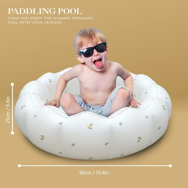95*25cm (Vit) Uppblåsbar Babypool, Bärbar Paddelpool för Bebisar