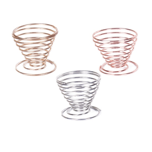 3 x Eggkopper i rustfritt stål, spiralformet