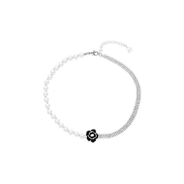 Blomster diamanter perle halskæde mode temperament design s