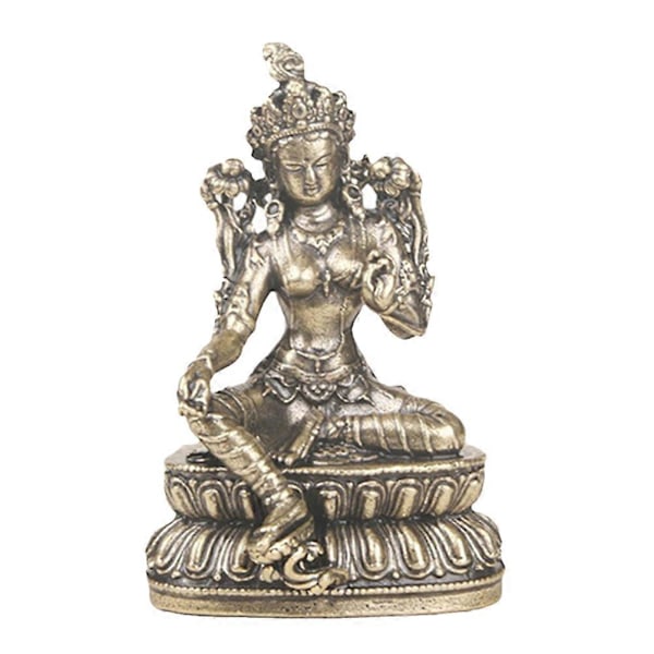 Buddha Statue Retro Grønn Tara Buddha Dekorasjon Skrivebord Samleobjekt Buddha Figur