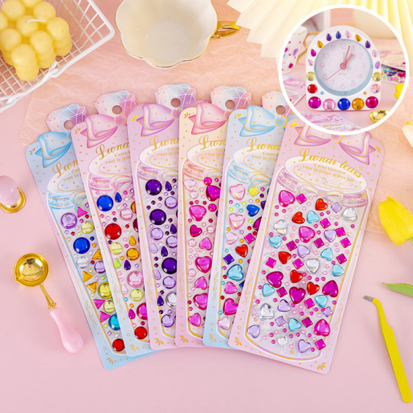 #3pcs 3D Puffy Girl Sticker Shiny Crystal Sparkle Sticker Sheets Craft Stickers for Kids Scrapbooking Journals Bullet 3D-præget#