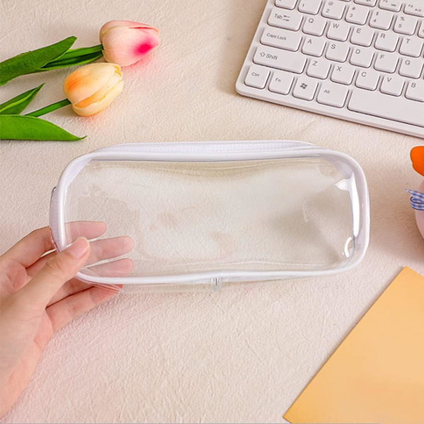 Läpinäkyvä Kynäkotelo, Läpinäkyvä Kokeen Kynäkotelo, Vedenkestävä PVC-Vetoketju Kosmetiikkalaukku