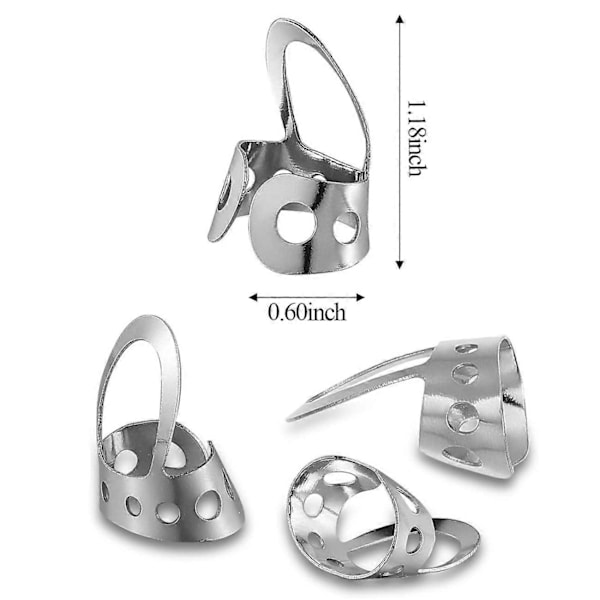 8 Stycken Gitarrfingerplektrum i Rostfritt Stål, Justerbara Finger- och Tumplektrum i Metall för Gitarr, Banjo, Silver