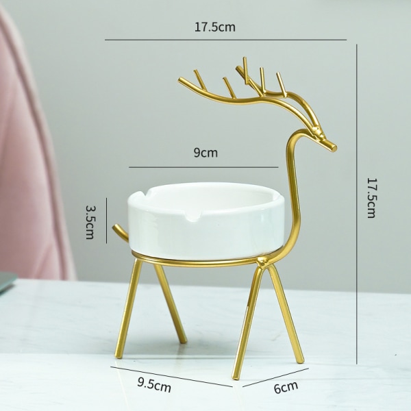 *Golden fawn ceramic ashtray creative personality ins simple modern home living room bedroom decoration ornaments*