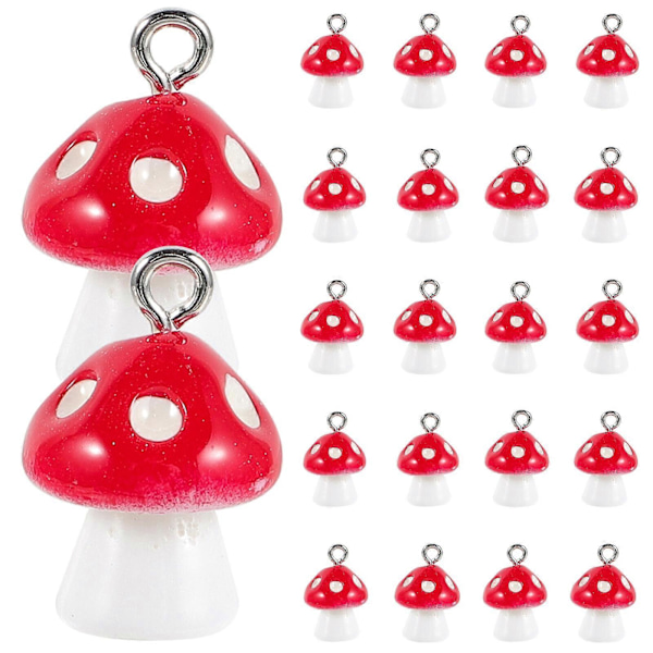 30 stk. 12MM Simulations Svampe Vedhæng Mode Charms DIY Smykkefremstilling Tilbehør til Øreringe Halskæde Rød
