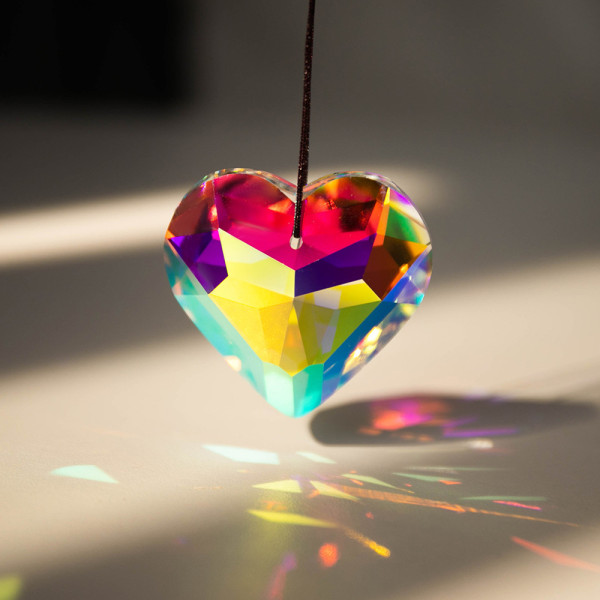 #Crystal heart prisme pendel lys pendel, farve, 45mm#