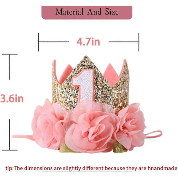 Baby 1 års fødselsdagsfesthat Prinsesse Hårbånd Baby Pige Blomst De