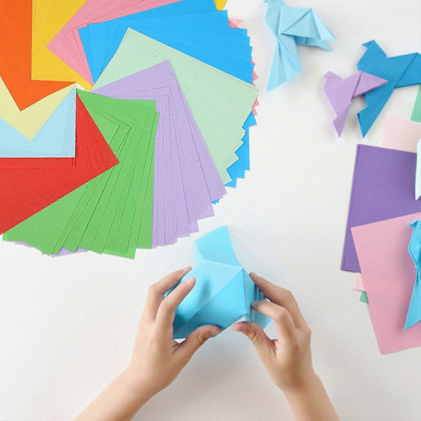100 Ark Fargerike Firkantede Papirer Assorterte Farger Pastell Origami Papirer for Barn Voksne Nybegynnere DIY Kunst Håndverk