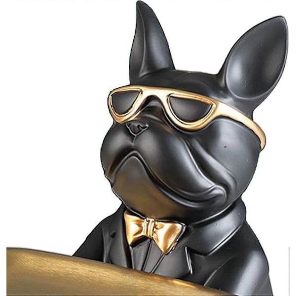 Resin Bulldog Statue - Hundefigur - Håndværksdekoration - Sort