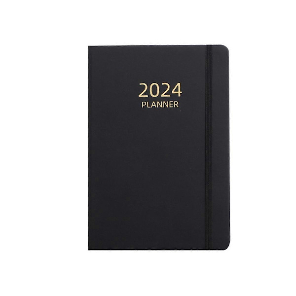 2024 A5 Engelsk Skemalægningsplanlægger Elastikbånd Notesbog Rem Bog Notesbog Sort