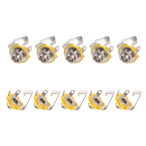 Ny 10-pack Mono 1/4\" 6,35 mm ID Uttag Jack Kontakt Panelmontering Gitarrplatta Set