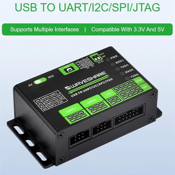 USB til UART/I2C/SPI/JTAG Konverter, understøtter USB til 2-CH UART, USB til 1-CH UART+ 1-CH, kompatibel med Win7/8/8.1/10/11