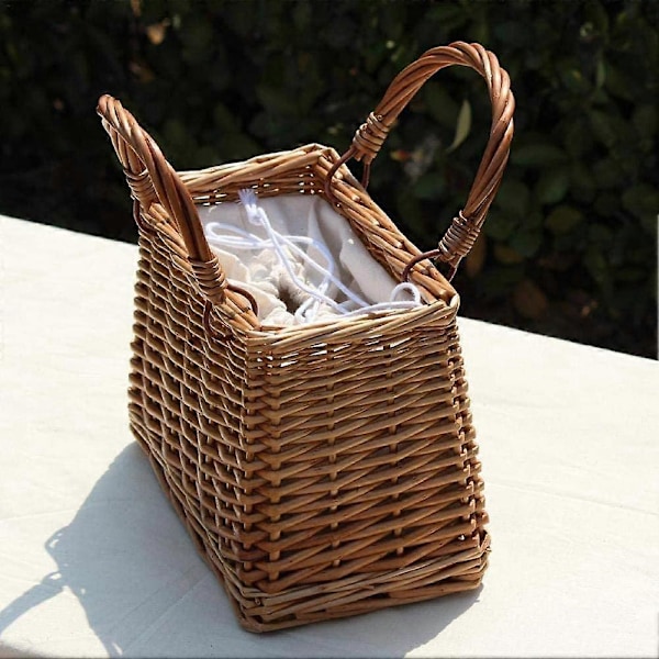 Stråväska Strandväska för Kvinnor Sommar Clutch Rottingvävd Korgväska