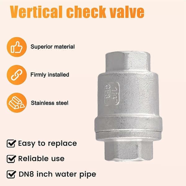 304 Rostfritt Stål Vertikal Backventil H12 Vattenpump 1/4 Tum Vattenrör Envägsventil DN8