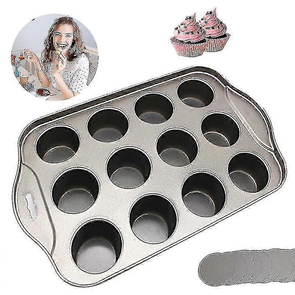 12 Mini Kageform Cheesecake Kop Non-stick Muffin Cupcake Bageplade