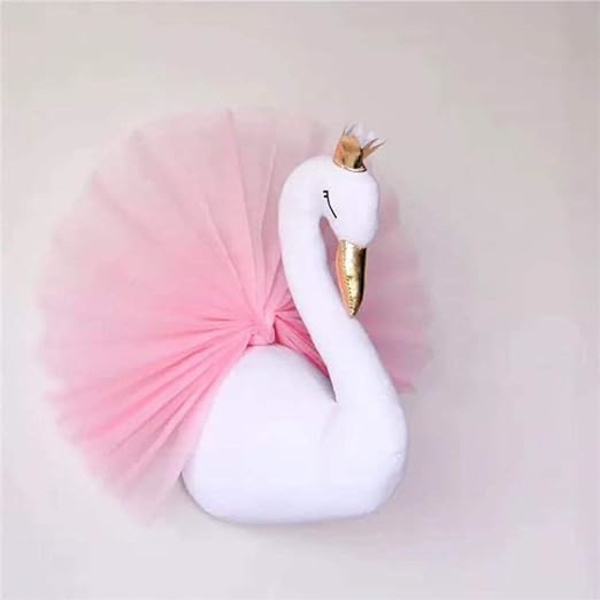 /#/3D gazehoved svane, højde 40 cm længde 30 cm bredde 25 cm, gylden han/#/