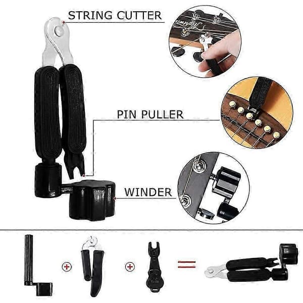 18PCS Gitarrsträngar Kit, Akustisk Gitarr Byte Verktyg, Akustiska Strängar, Gitarrplektrum, Capo, Skala Sti