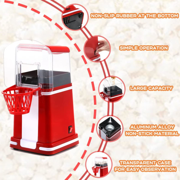 Majspopcornmaskin, elektrisk hushållsautomatisk Mini Air Po