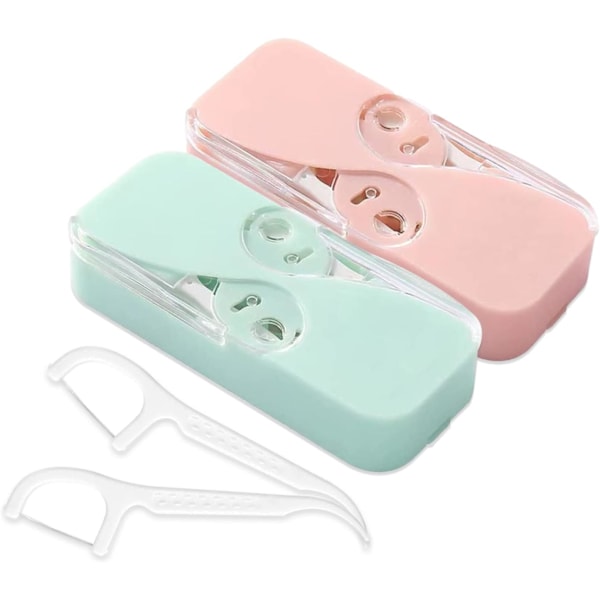 Grön+Rosa Tandtråd Bärbar Tandtrådsdispenser Tandtrådslåda Tand